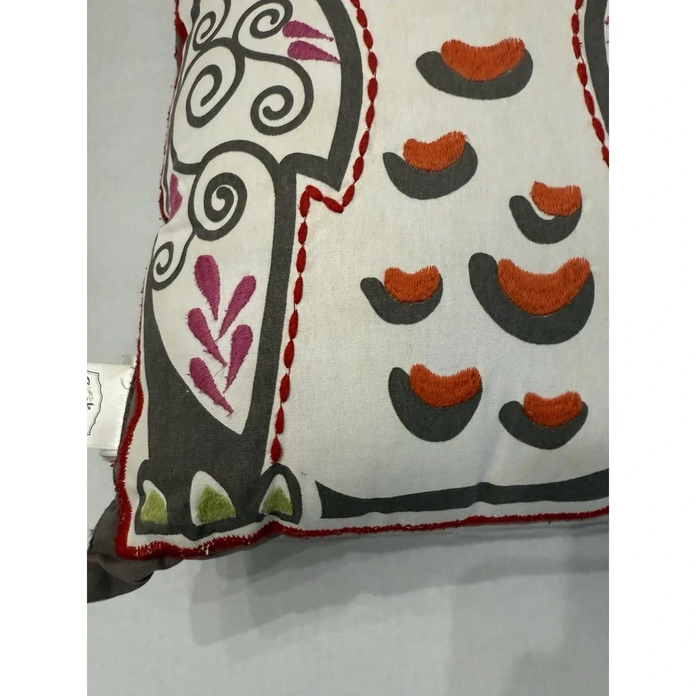 Pottery Barn Teen Junk Gypsy‎ Boho Owl Embroidered ThrowPillow 